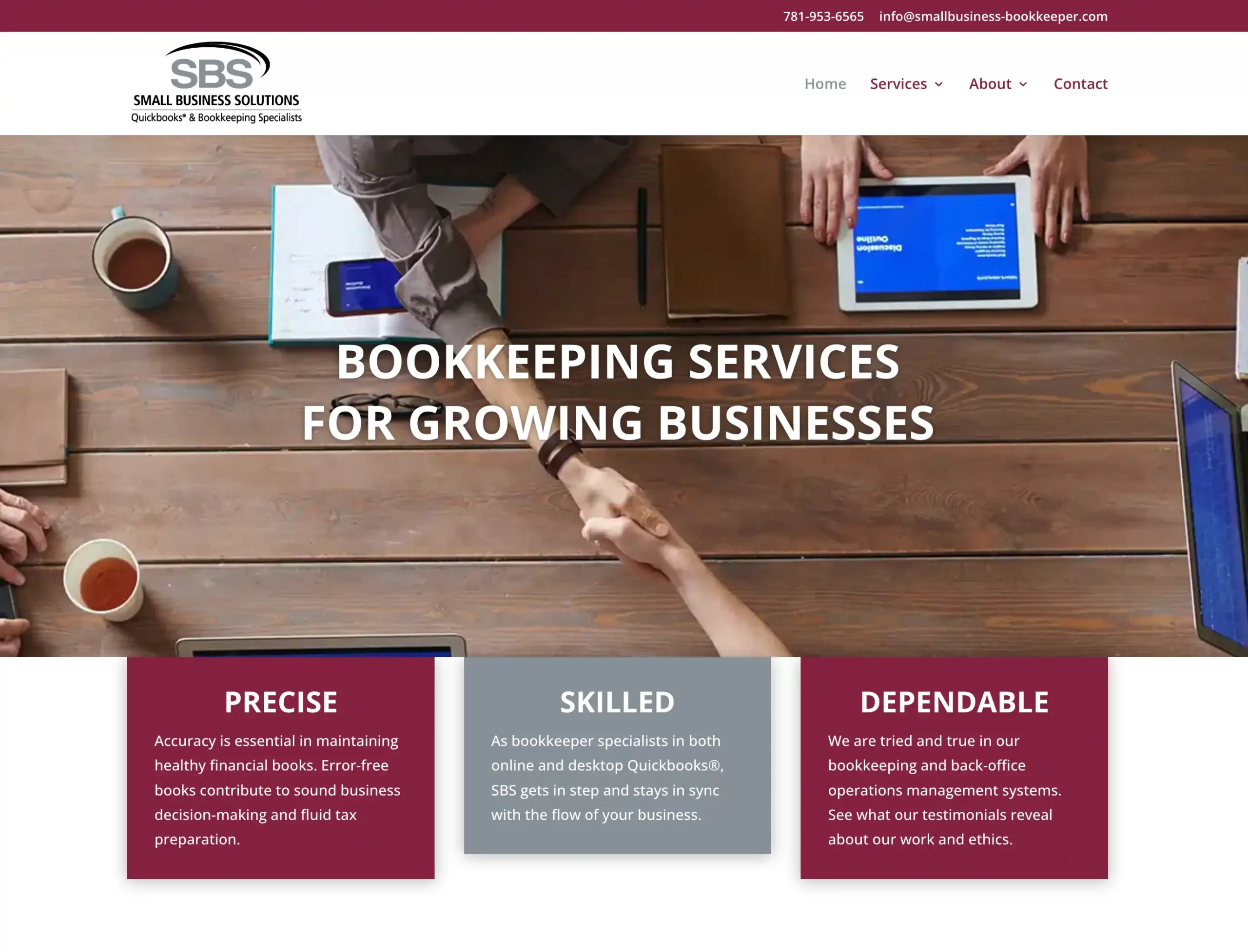 Small Business Solutions Book Keeper, home page website