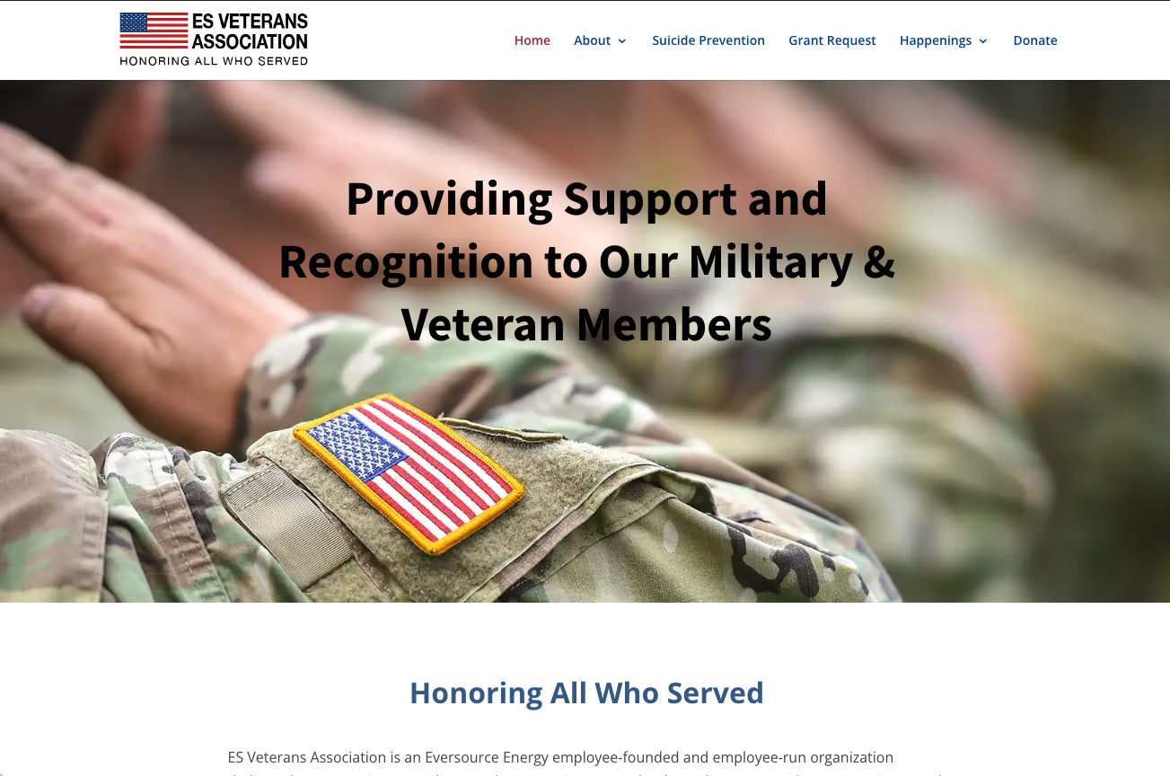 ES Veterans Association website page
