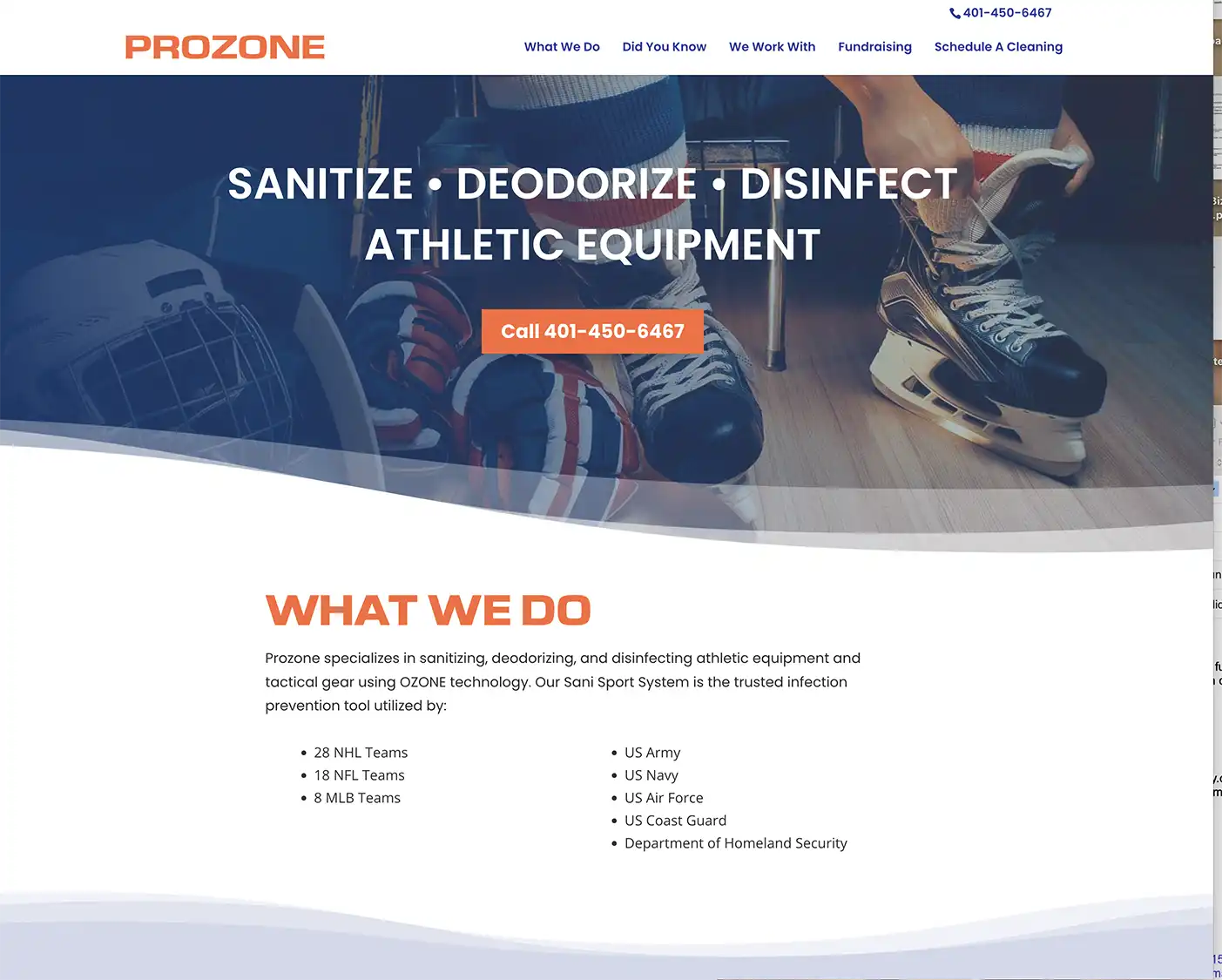 Prozone New England, sanitizing equipement